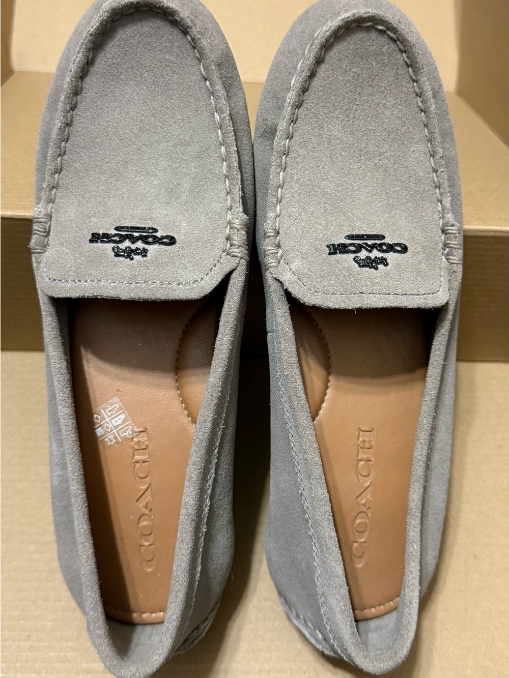 Coach Grey Suede Leather Mary Lockup Size 6 EU 36